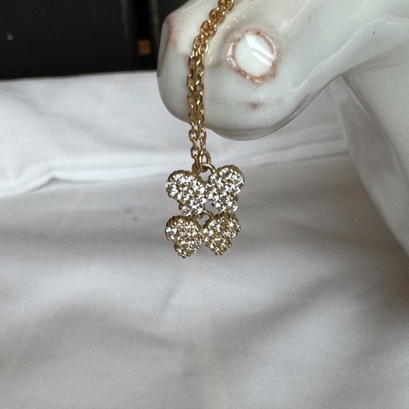 14KYG Flirty CZ Pave’ Butterfly Threader Earrings - Picture 3 of 8